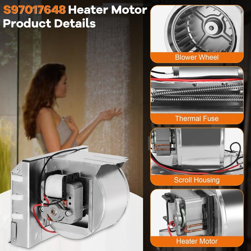 Dreamtrue S97017648 Heater Motor Assembly, S97017648 Fan Replacement for Broan NuTone 665RP 605RP 9965 660RP 9905 665RSP, 97017648 Bathroom Exhaust Fan Motor for NuTone Heater - Image 4